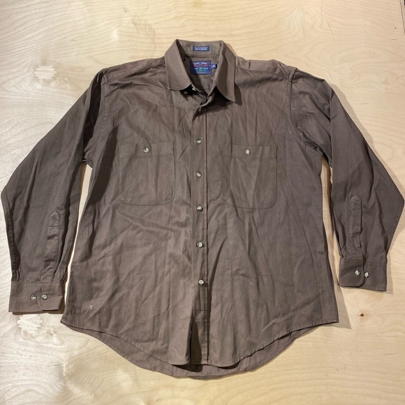 Members Only Dark Brown Casual Button Down Shirt Large (GA) - Picture 3 of 9